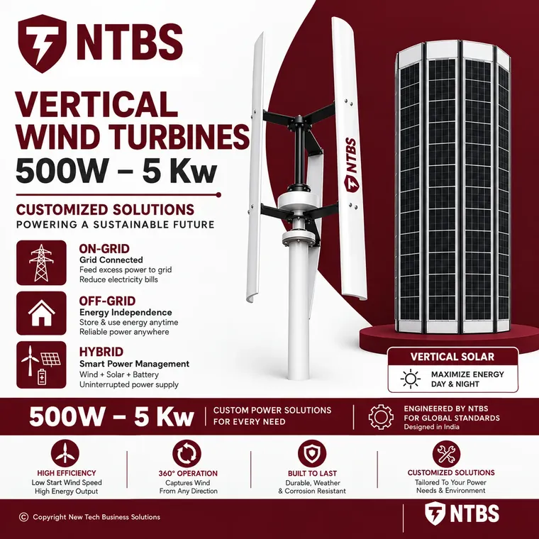 NTBS vertical axis wind turbines from 500W to 5kW